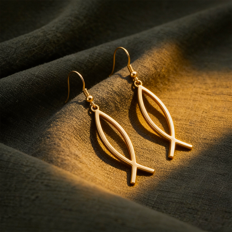 Boucles d'oreilles Ichtus, vue de détail