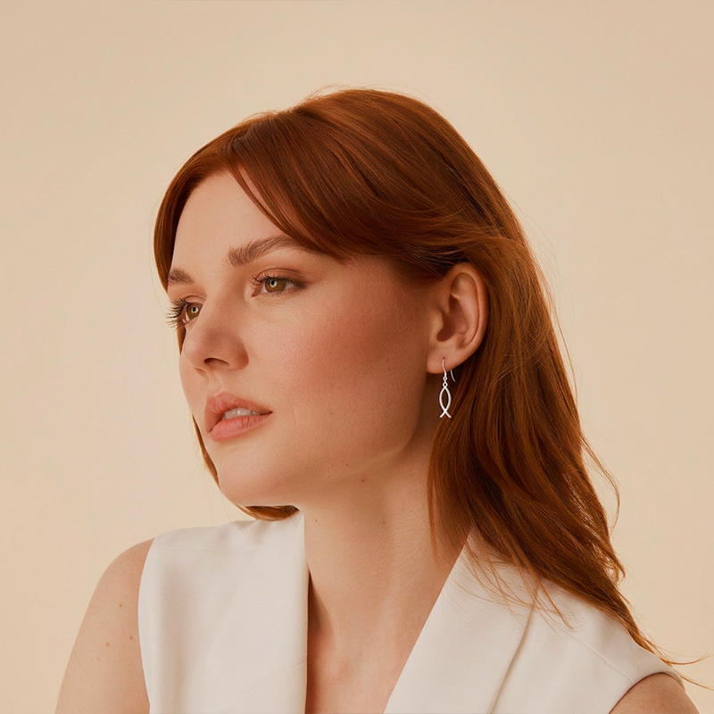 Boucles d'oreilles Ichtus argentée