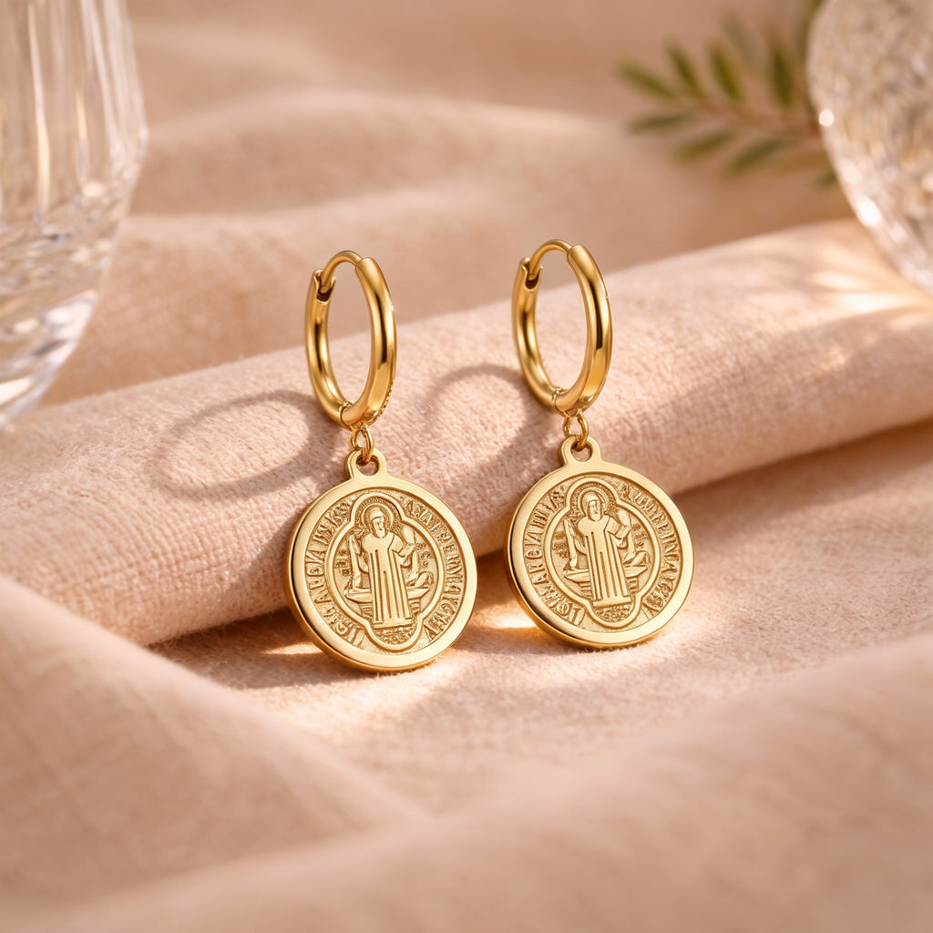 Boucles d'oreilles saint Benoît acier inoxydable