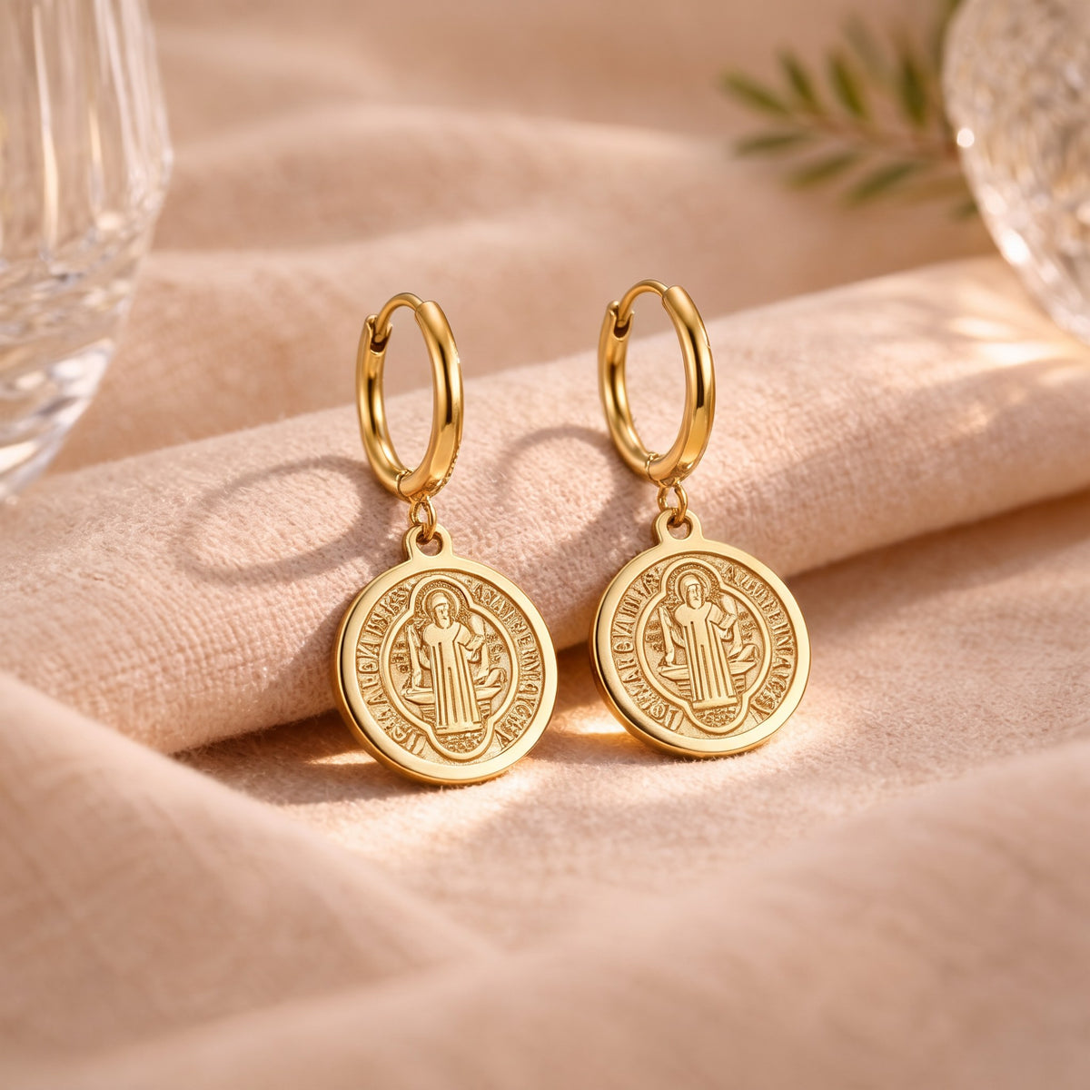 Boucles d'oreilles saint Benoît acier inoxydable