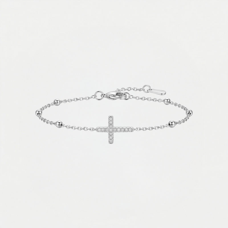 Bracelet croix strass argentée