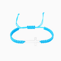 Bracelet croix enfant, bleu, sur fond blanc