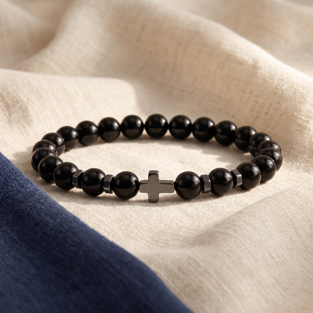 Bracelet croix noir