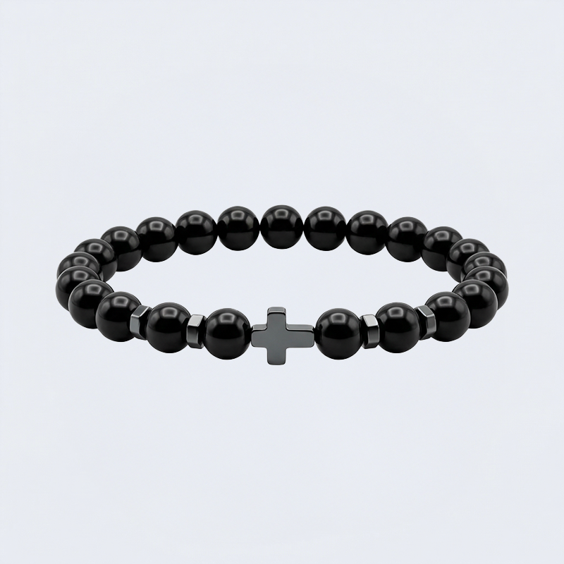 Bracelet croix pierre naturelle