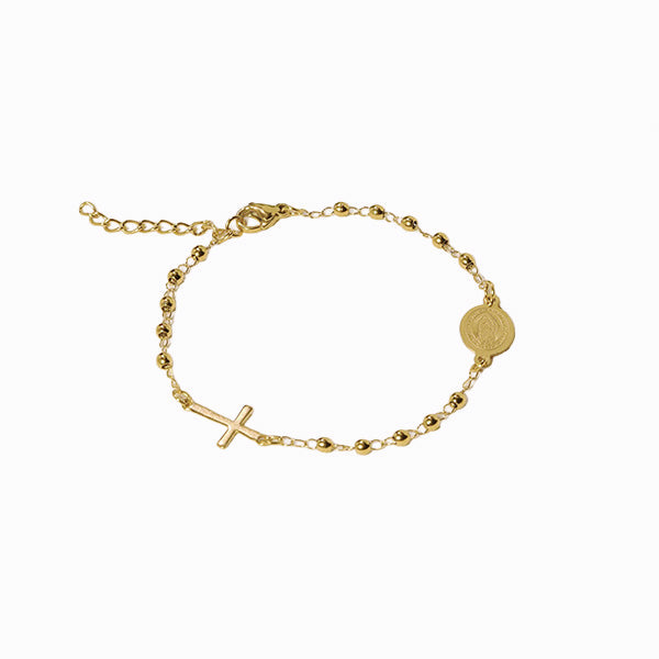 Bracelet dizainier, doré, sur fond blanc