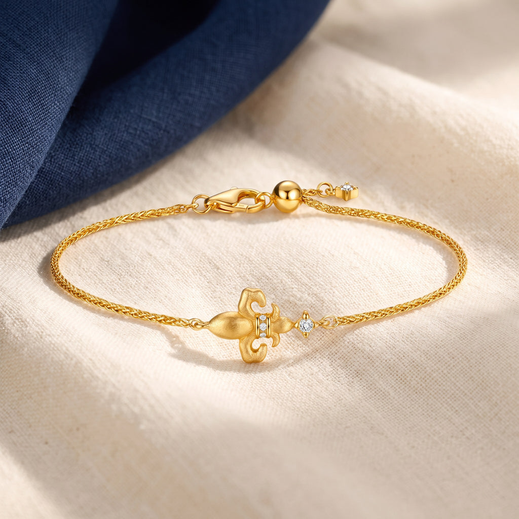 Bracelet fleur de lys argent 925 doré