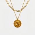 Collier Ange Gardien, doré, sur fond blanc