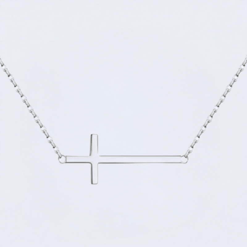 Collier argent croix horizontale