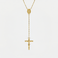 Collier chapelet, doré, sur fond blanc