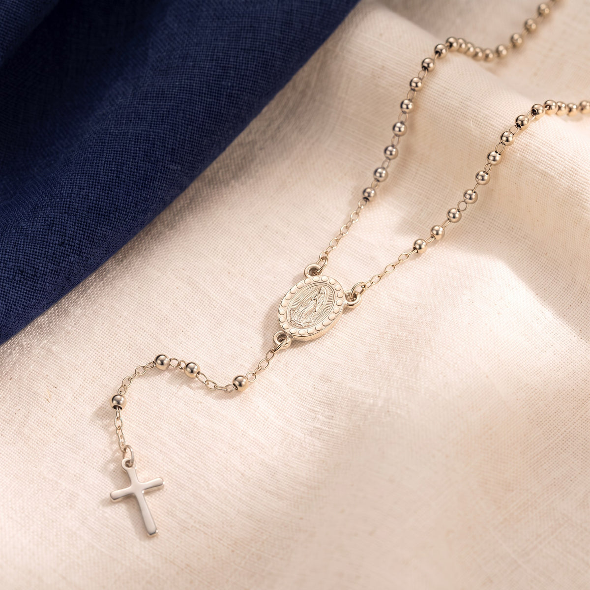 Collier chapelet médaille miraculeuse acier inoxydable argenté