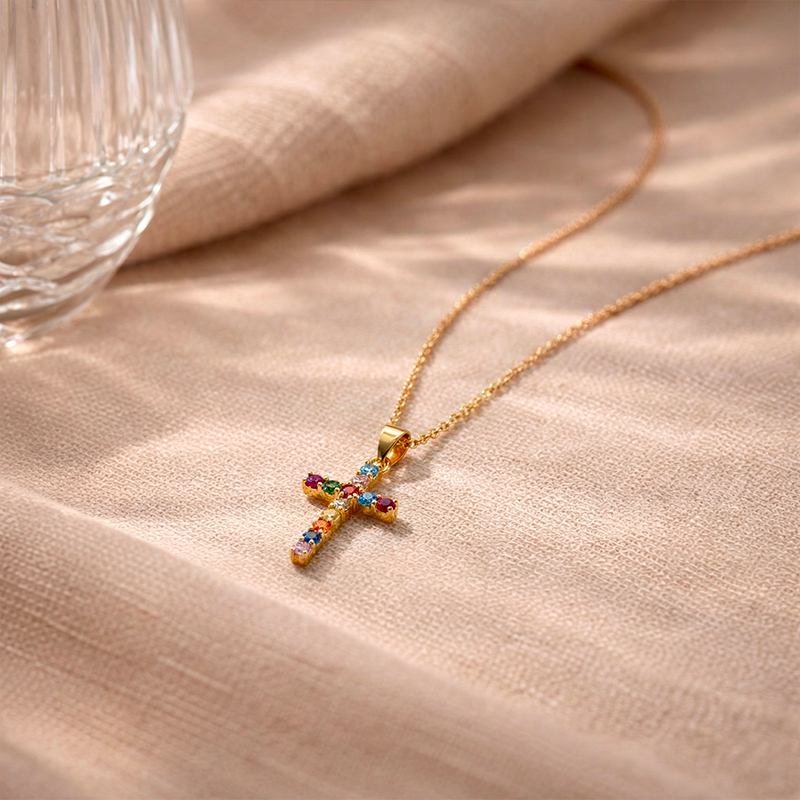 Collier croix coloré acier inoxydable