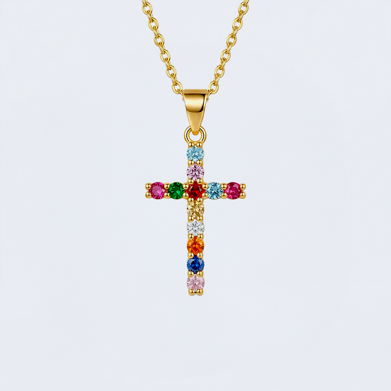 Collier croix coloré