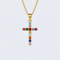 Collier croix coloré