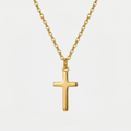 Collier croix de Jésus, doré, sur fond blanc