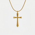 Collier croix doré, doré, sur fond blanc
