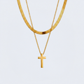 Collier croix double chaine