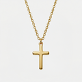Collier croix enfant, doré, sur fond blanc