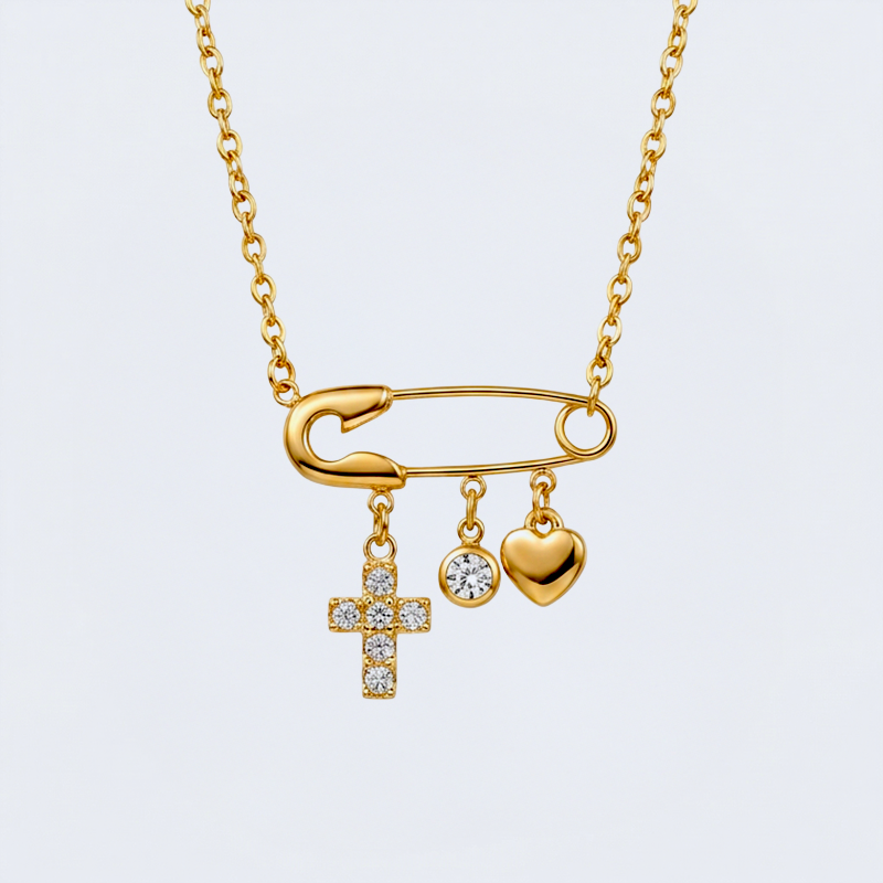 Collier croix épingle