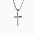 Collier croix fine homme, doré, sur fond blanc