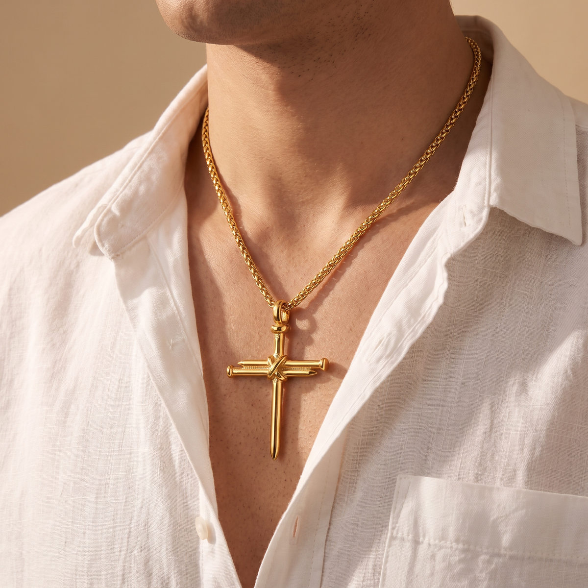 Collier croix homme