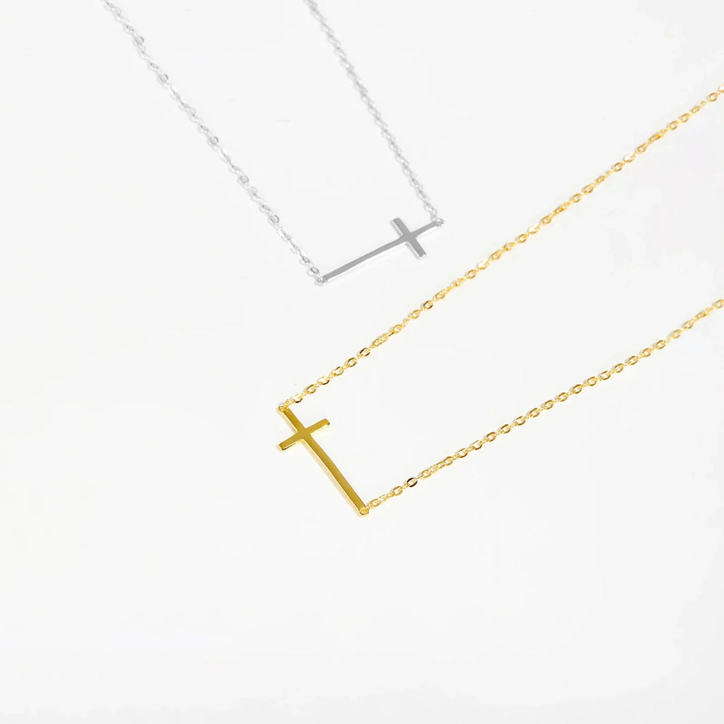 Collier Croix Horizontale or et argent