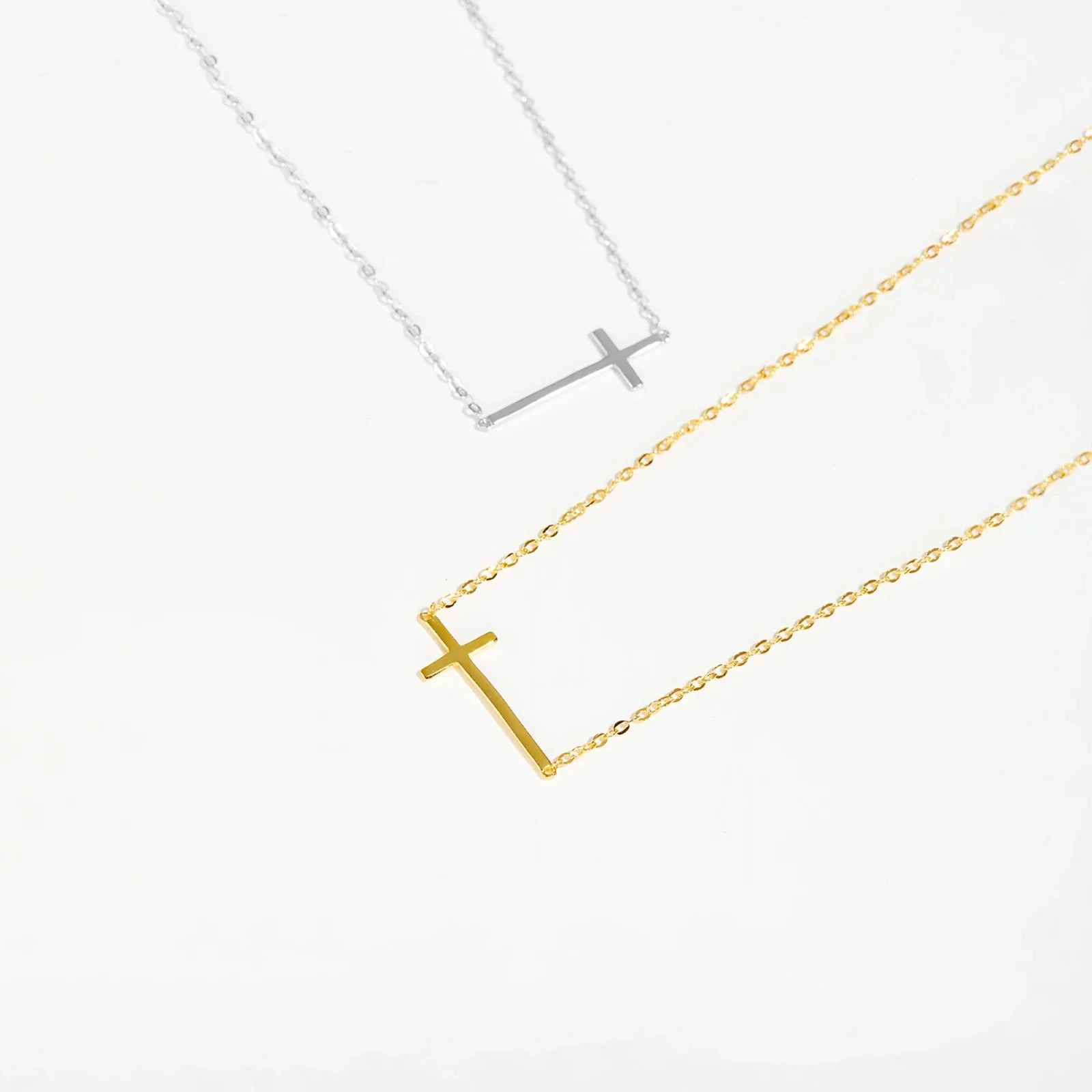 Collier Croix Horizontale or et argent