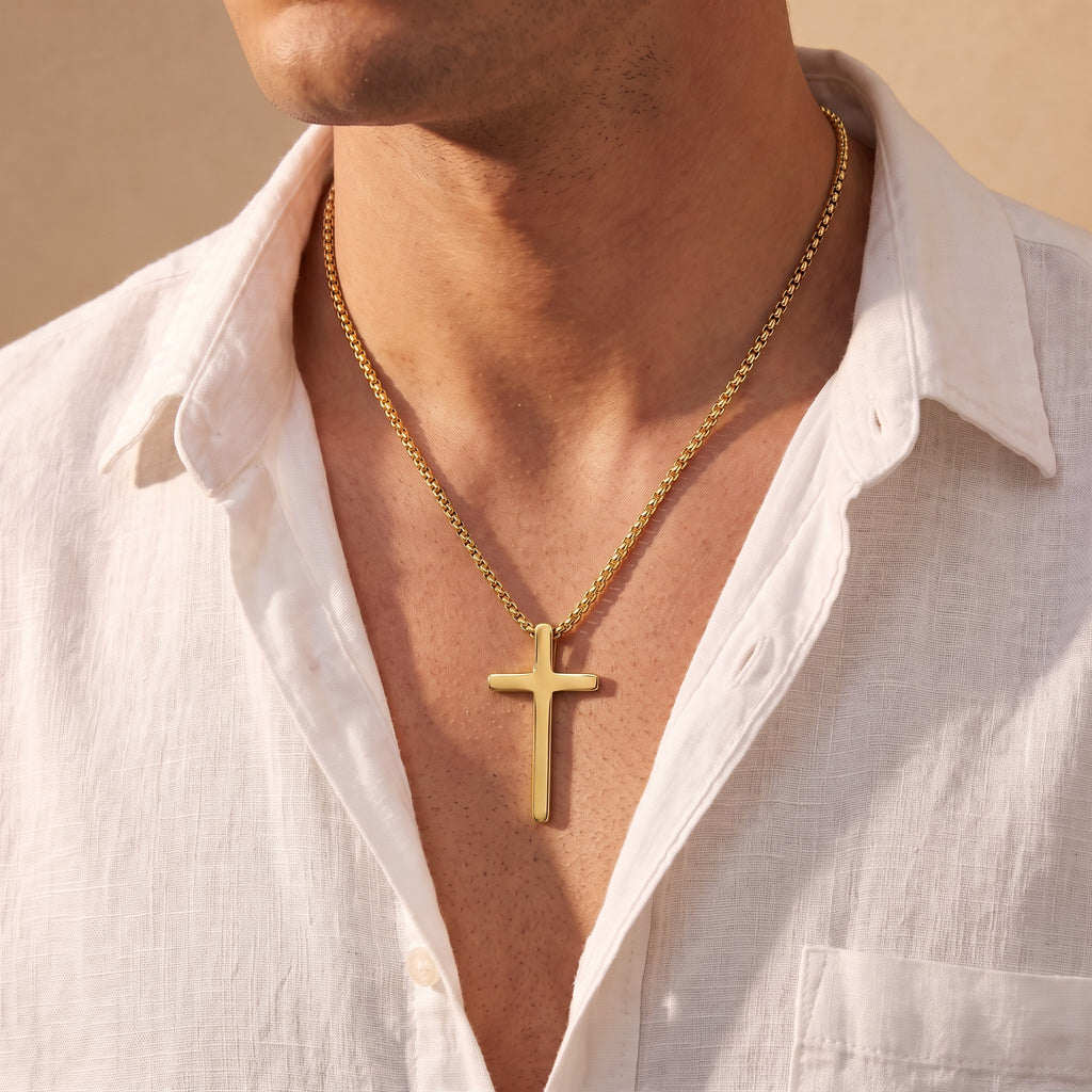 Collier croix minimaliste homme