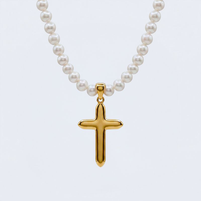 Collier croix perles