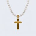 Collier croix perles