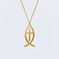 Collier croix poisson