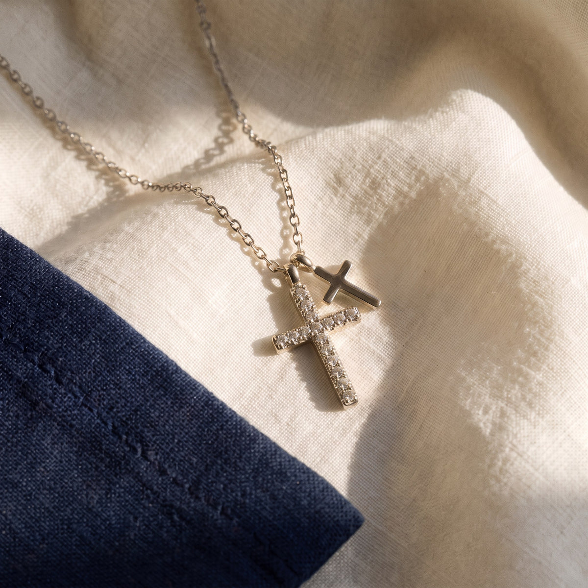 Collier double croix argent 925