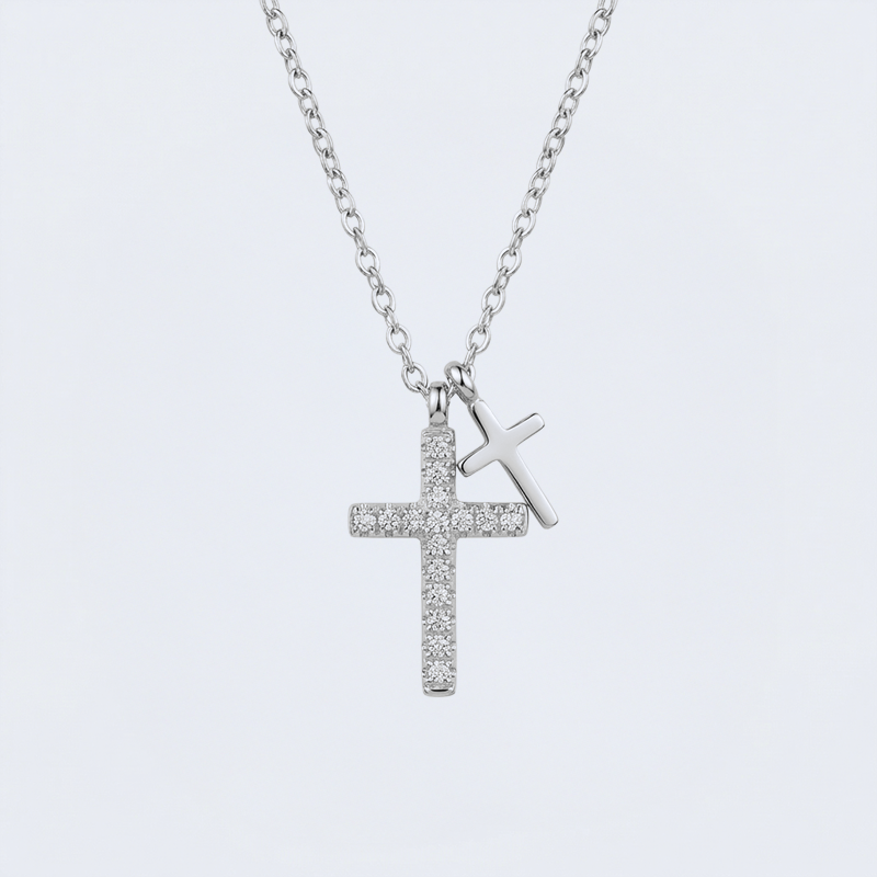 Collier double croix argent