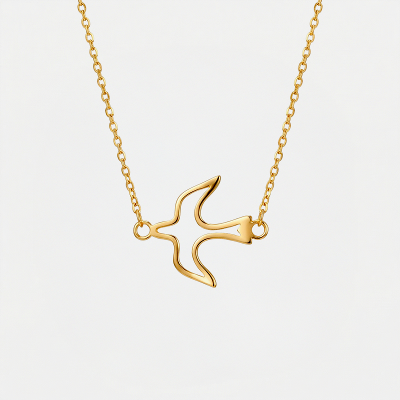 Collier Esprit-Saint, doré, sur fond blanc