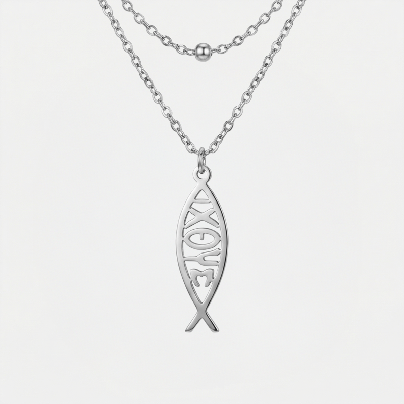 Collier Ichtus argentée