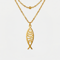Collier Ichtus, doré, sur fond blanc