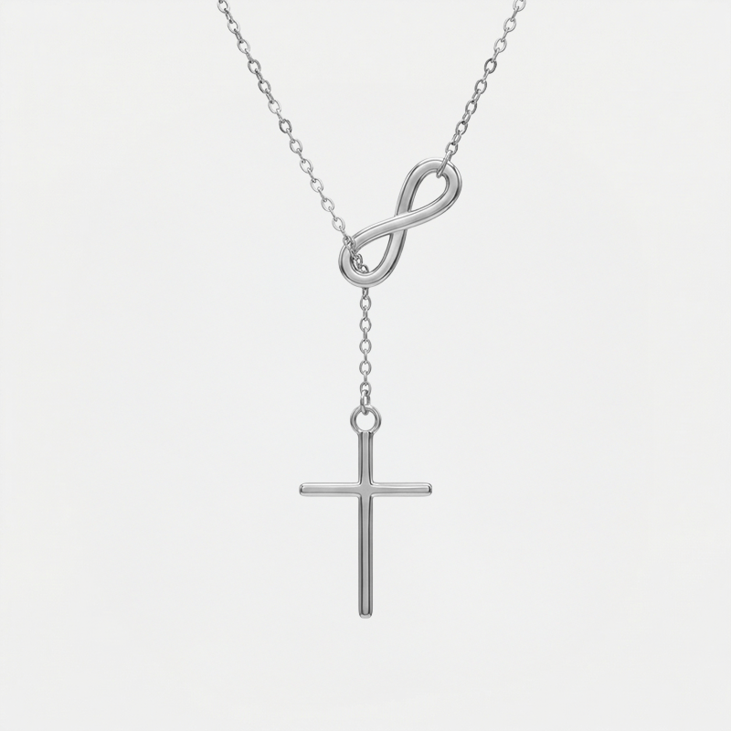 Collier infini et croix argentée