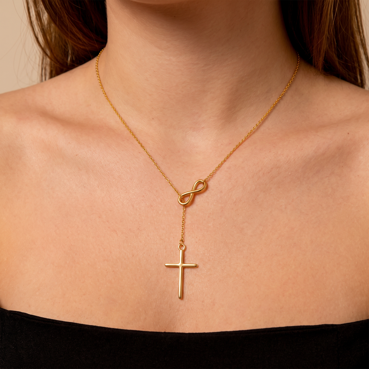 Collier infini et croix femme