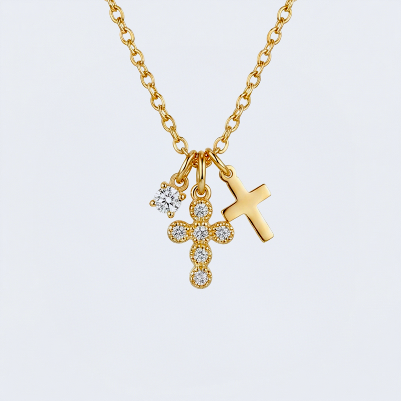 Collier pendentif croix acier inoxydable