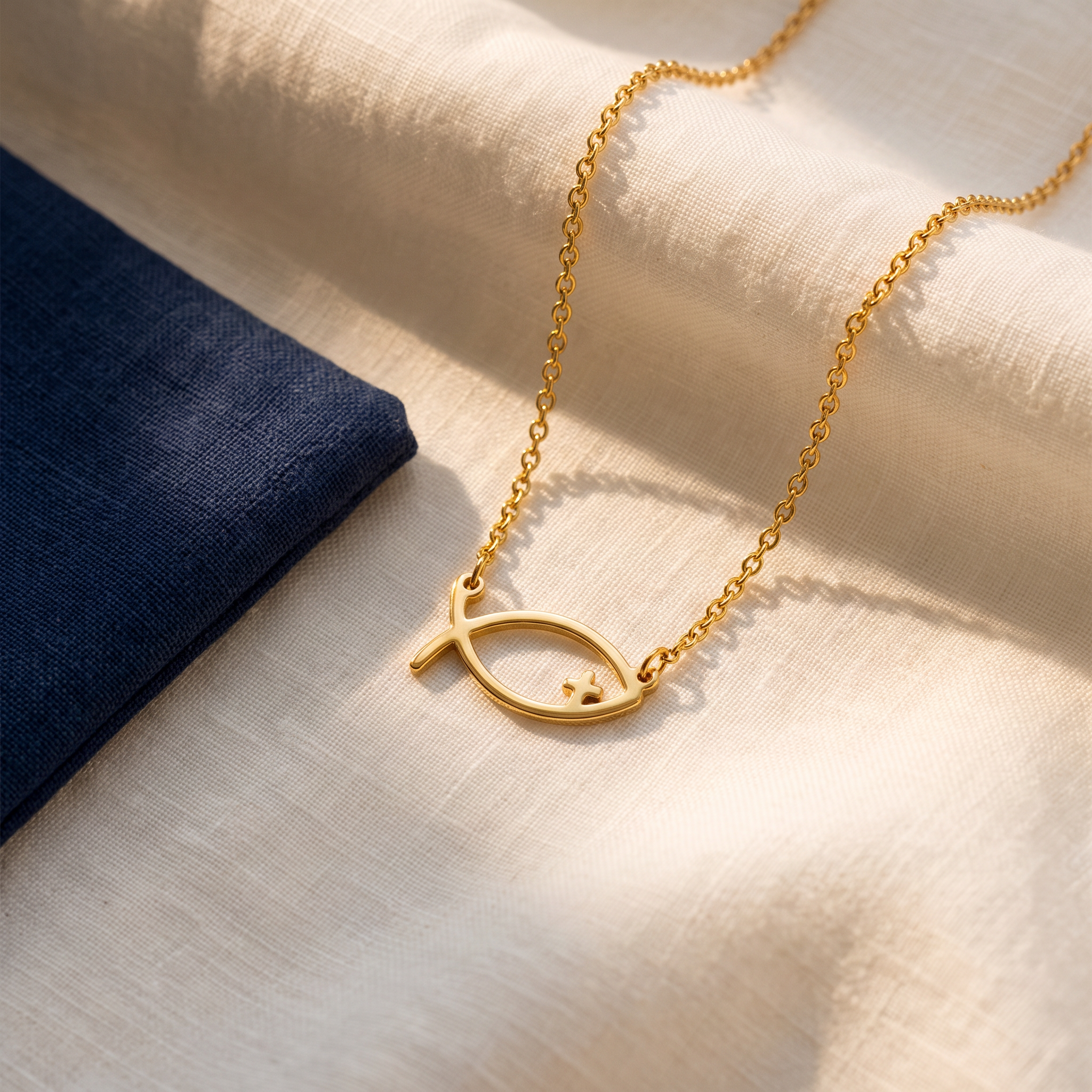Collier poisson chrétien, vue de détail