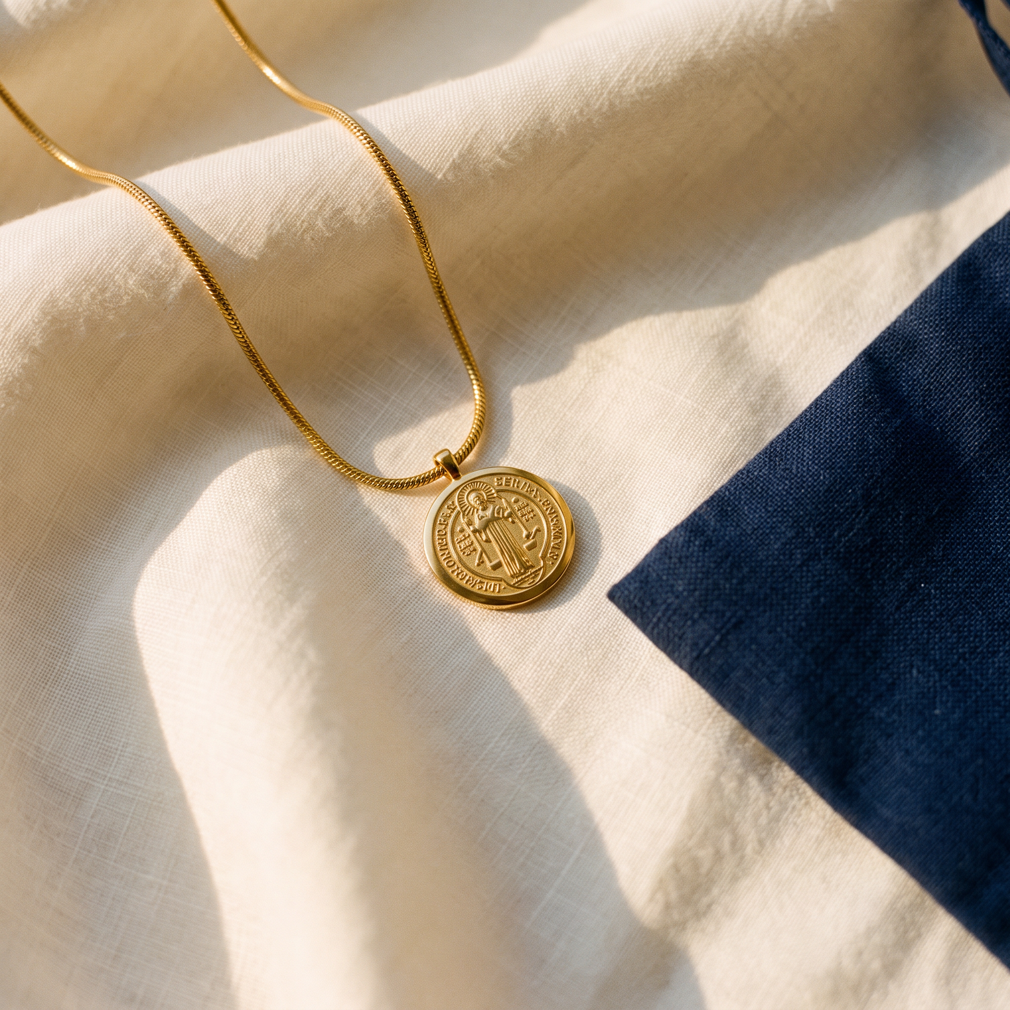 Collier médaille saint Benoît argentée