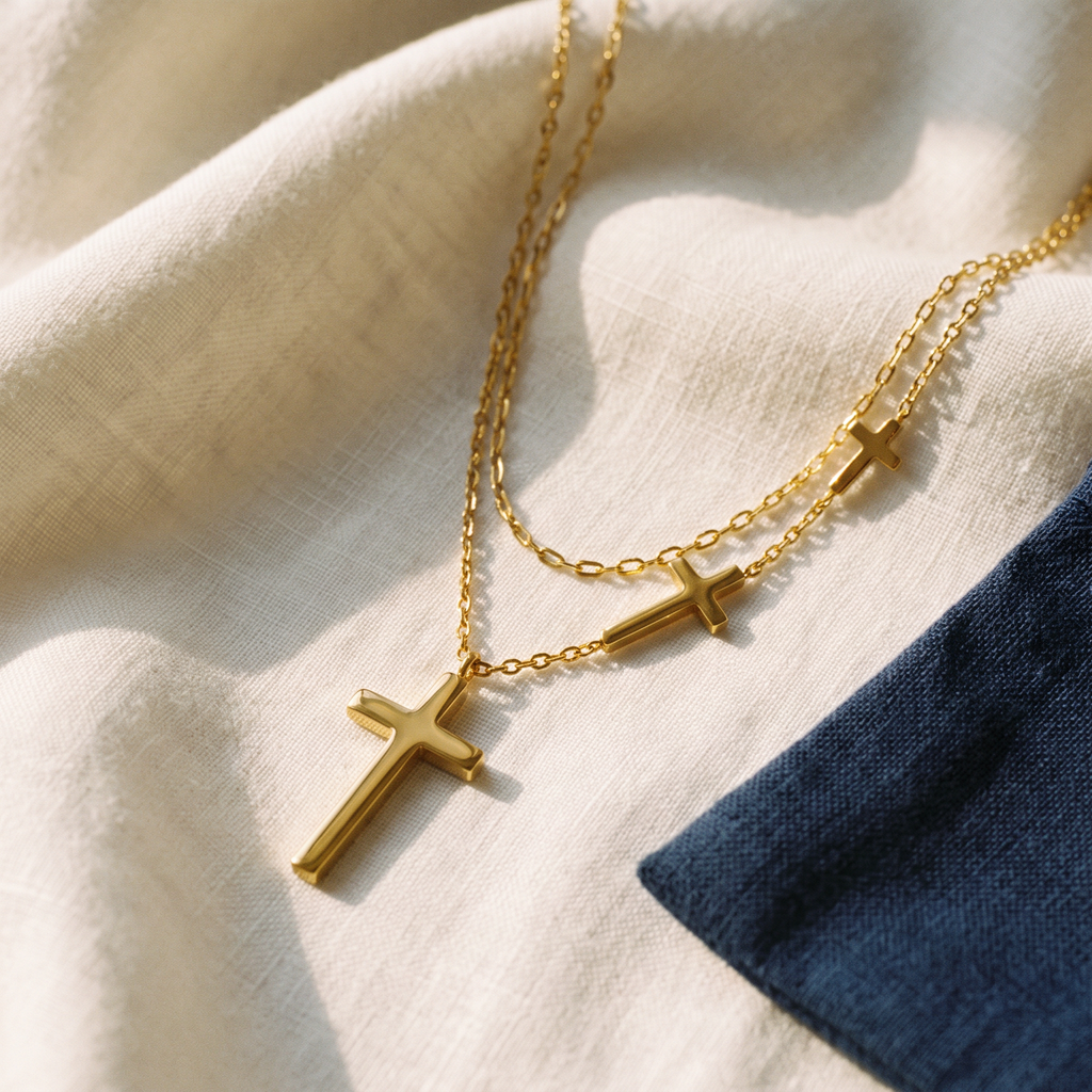 Collier trois croix argentée