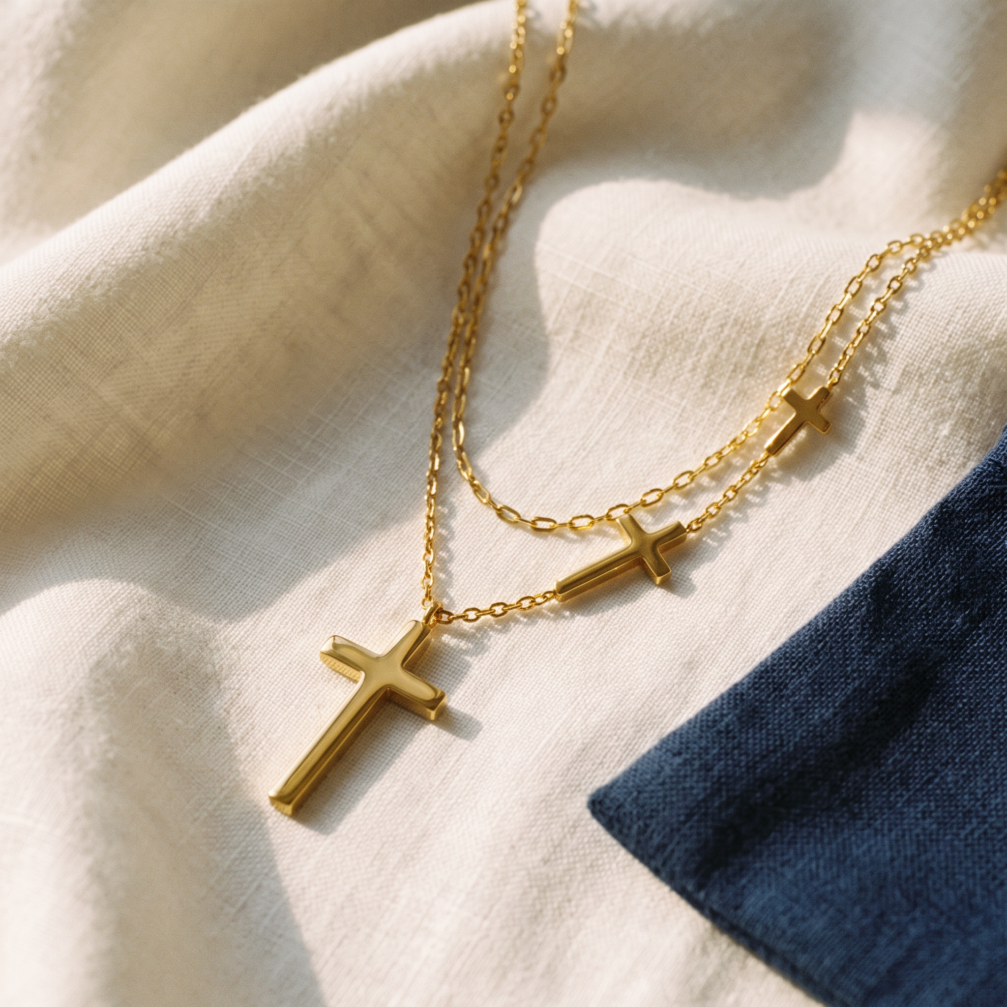 Collier trois croix argentée