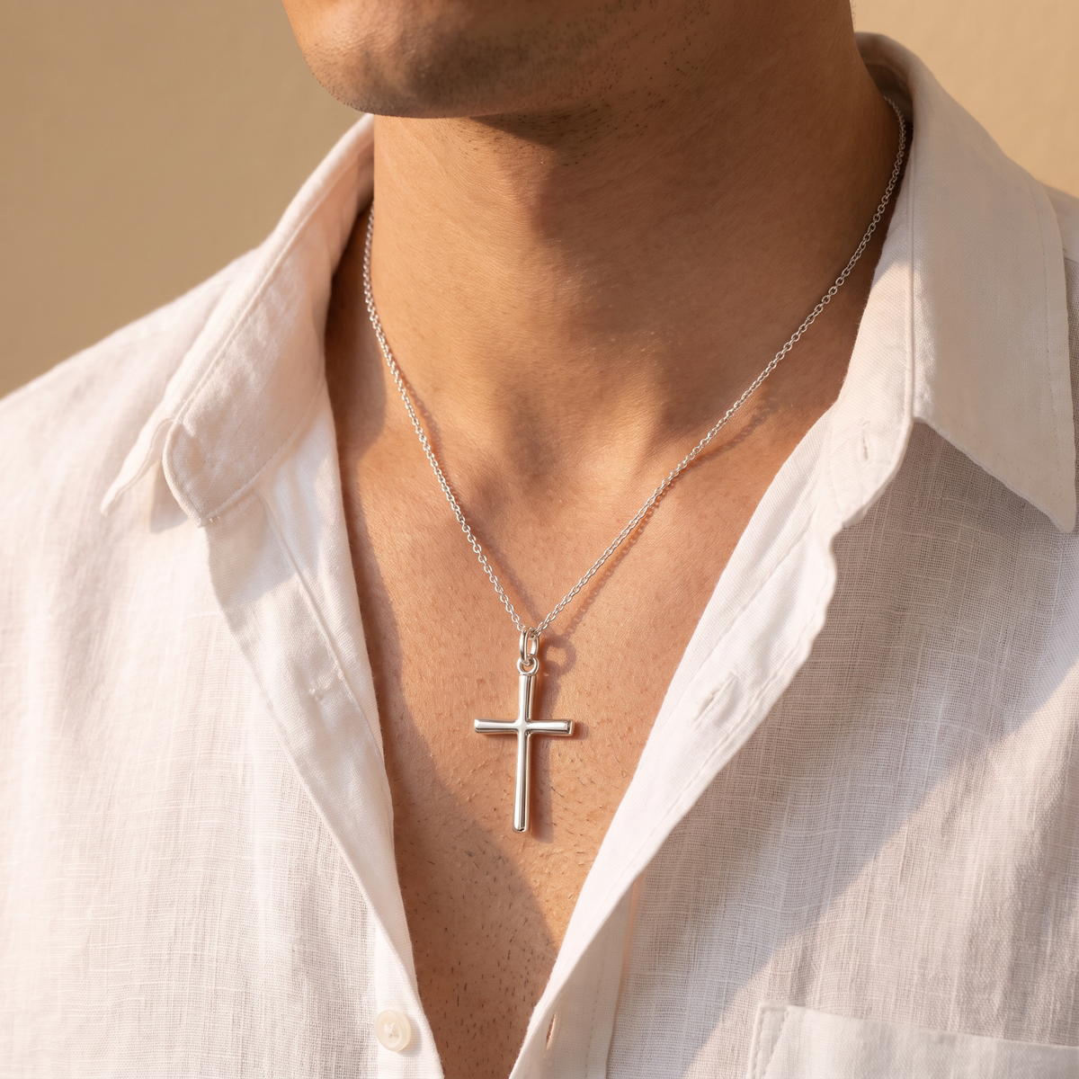 Croix catholique pendentif homme