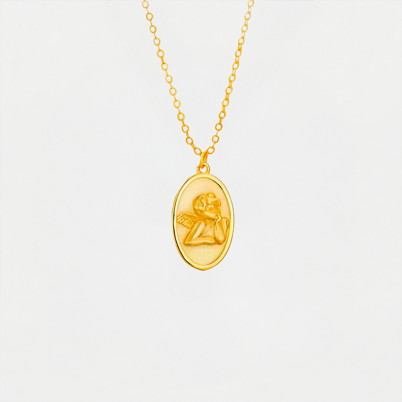 Médaille ange, doré, sur fond blanc