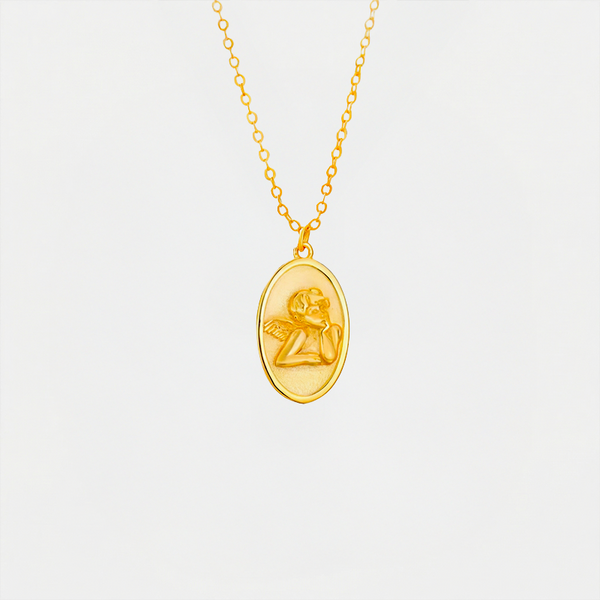 Médaille ange, doré, sur fond blanc