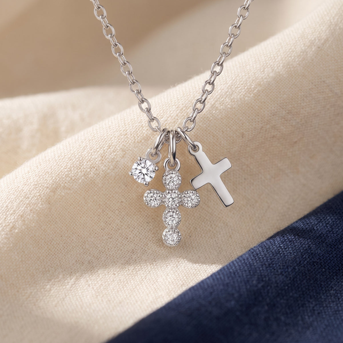 Pendentif croix acier inoxydable argenté