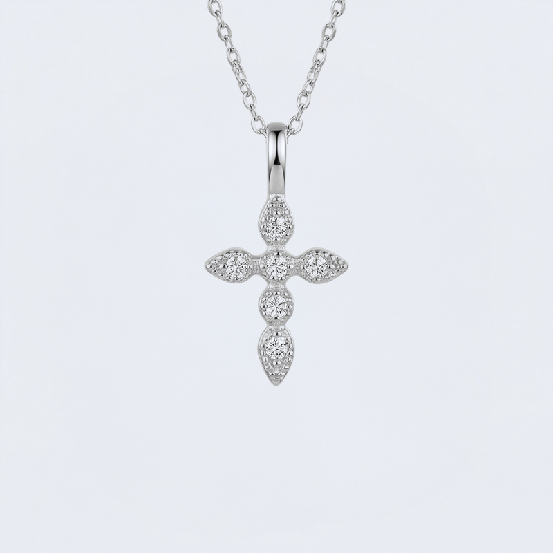 Pendentif croix argent strass
