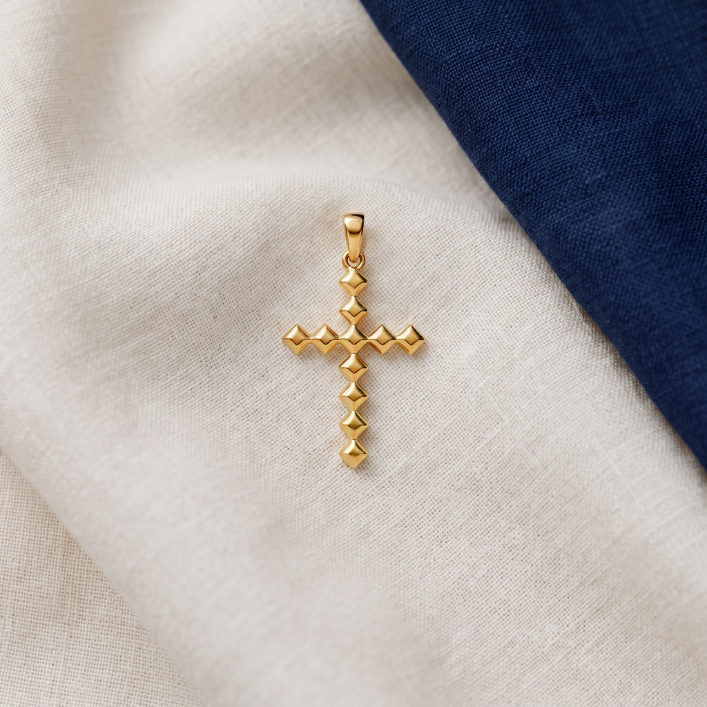 Pendentif croix femme argent 925 doré