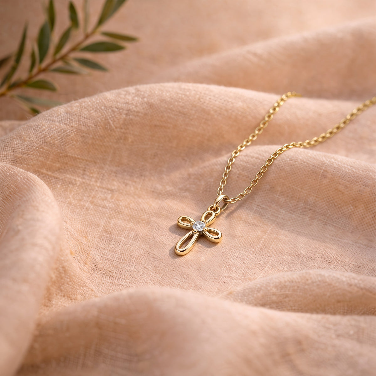 Pendentif croix femme fantaisie argent 925 doré