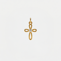 Pendentif croix femme fantaisie, doré, sur fond blanc